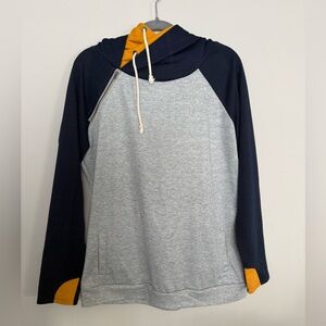 Women’s Gray and Navy Sweater with Mustard Accents L
